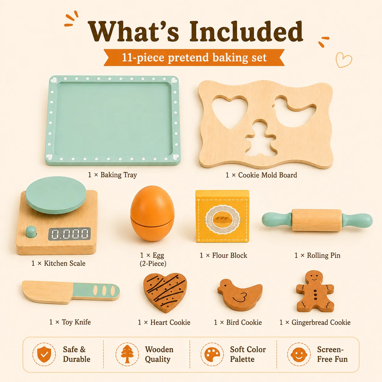 BakeBuddy – Creative & Educational – Wooden Baking Set Toy