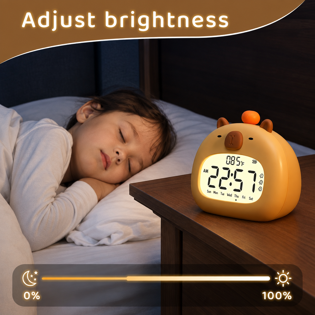 CappyClock – Cute & Multifunctional – Digital Kids' Alarm Clock with Night Light
