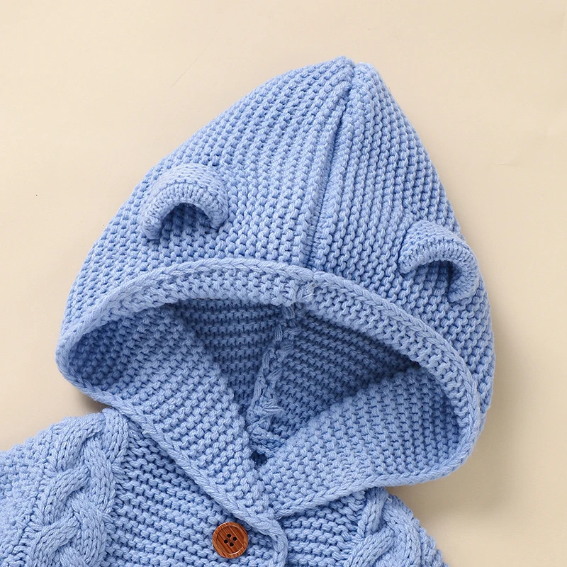 SoftKnit – Warm & Cute – Knitted Baby Jumpsuit with Hood