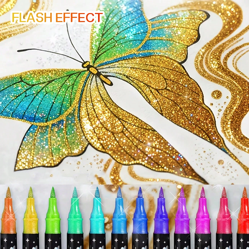 ArtShine – Colorful & Sparkling – Double-Sided Glitter & Glow-in-the-Dark Marker Set