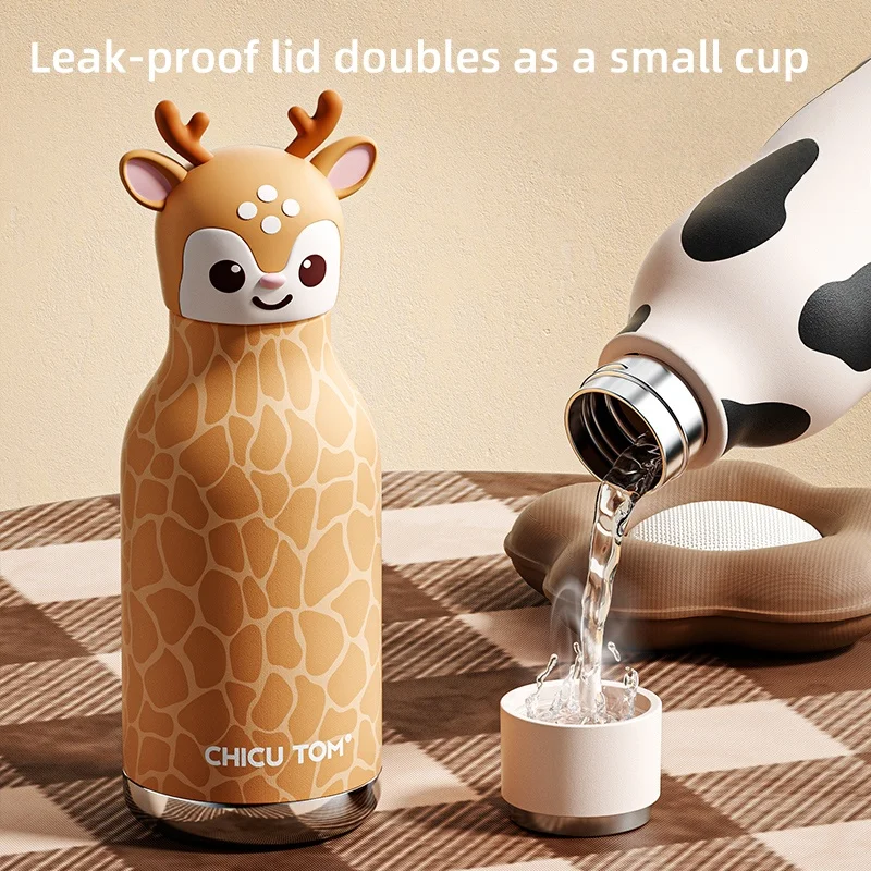 AnimalSip – Cute & Practical – Children's Stainless Steel Thermos Bottle with Animal Print