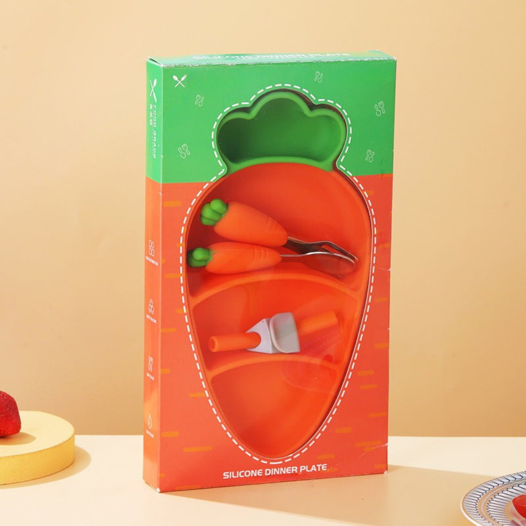 MiniMeal – Safe & Non-Slip – Silicone Toddler Plate Set with Cutlery