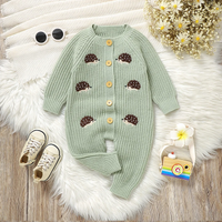Thumbnail for CozyHedge – Soft & Warm – Knitted Baby Jumpsuit with Hedgehog Print