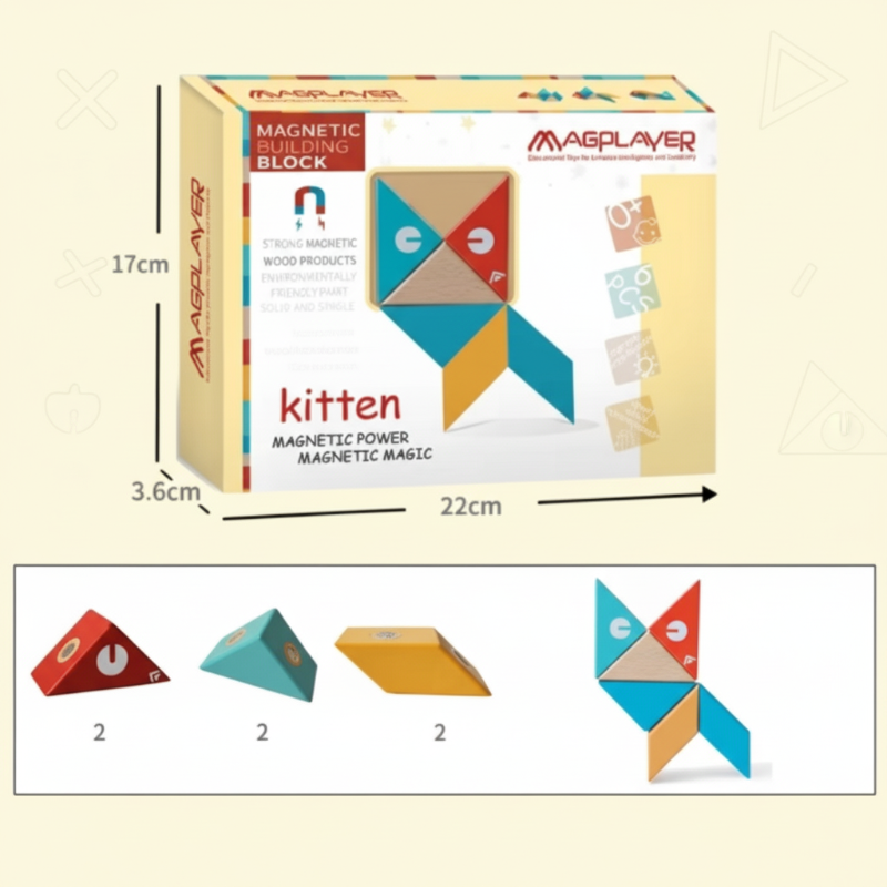 MagPlayer – Creative & Motor Skills – DIY Wooden Magnetic Building Blocks