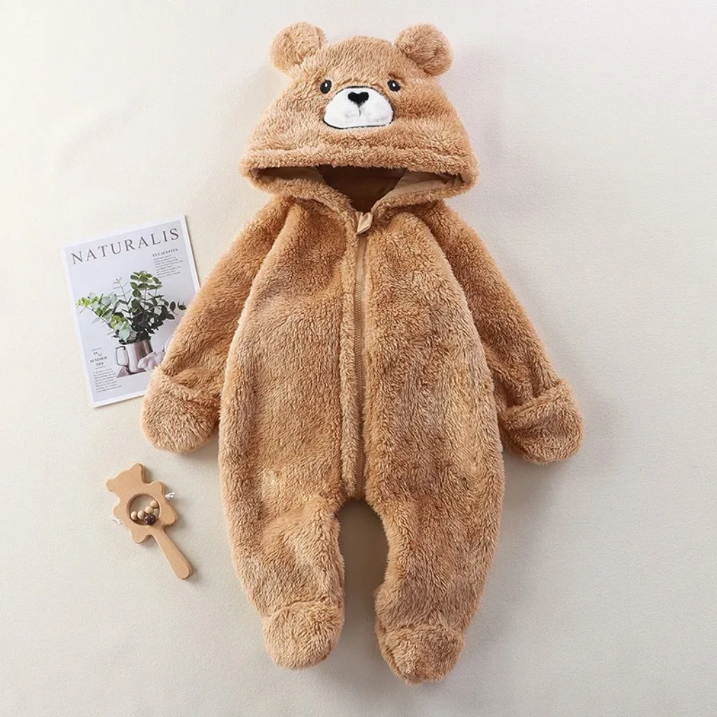 CozyBear – Soft & Warm – Baby Onesie with Animal Hood