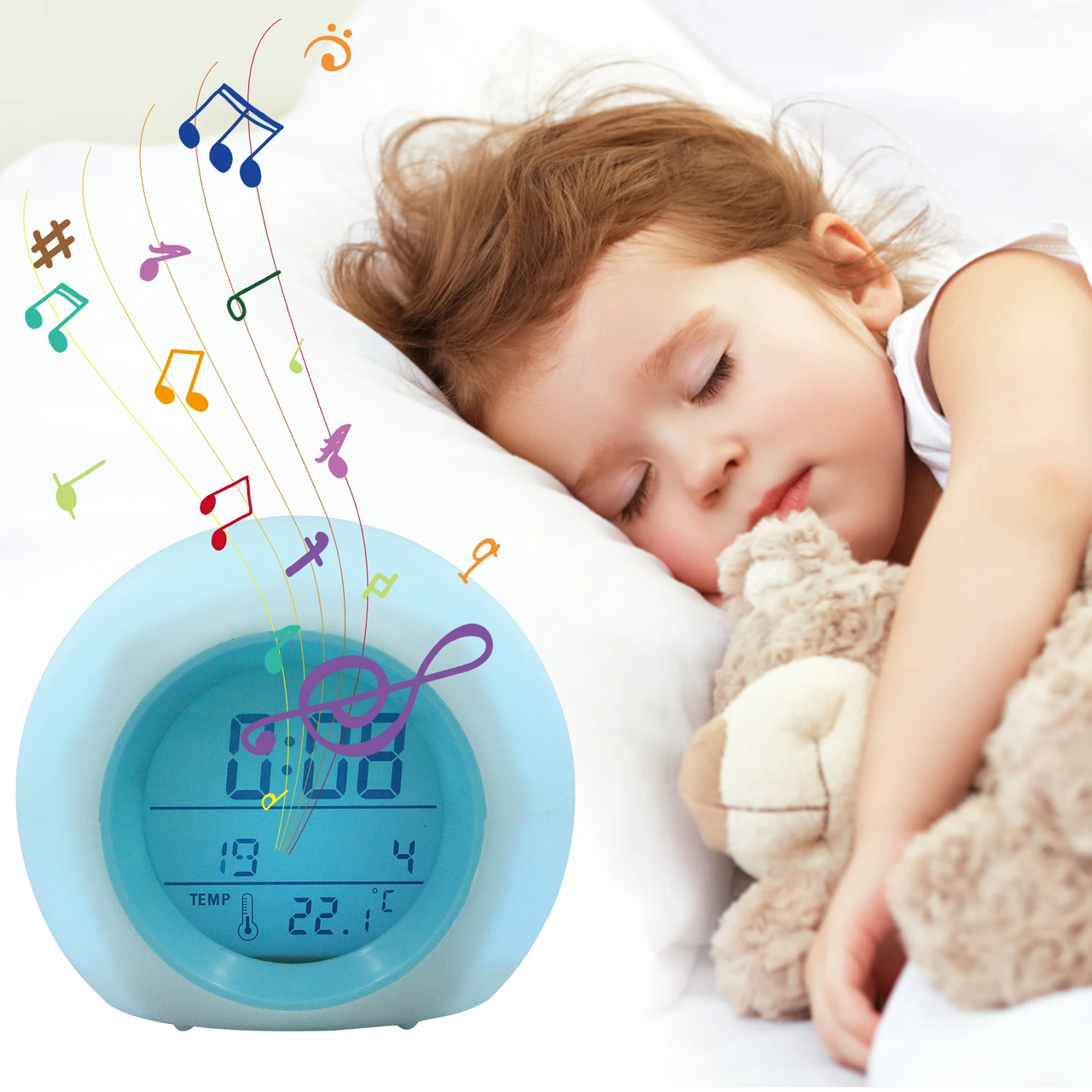 ColorTime – Colorful & Multifunctional – Digital Children's Alarm Clock with Night Light