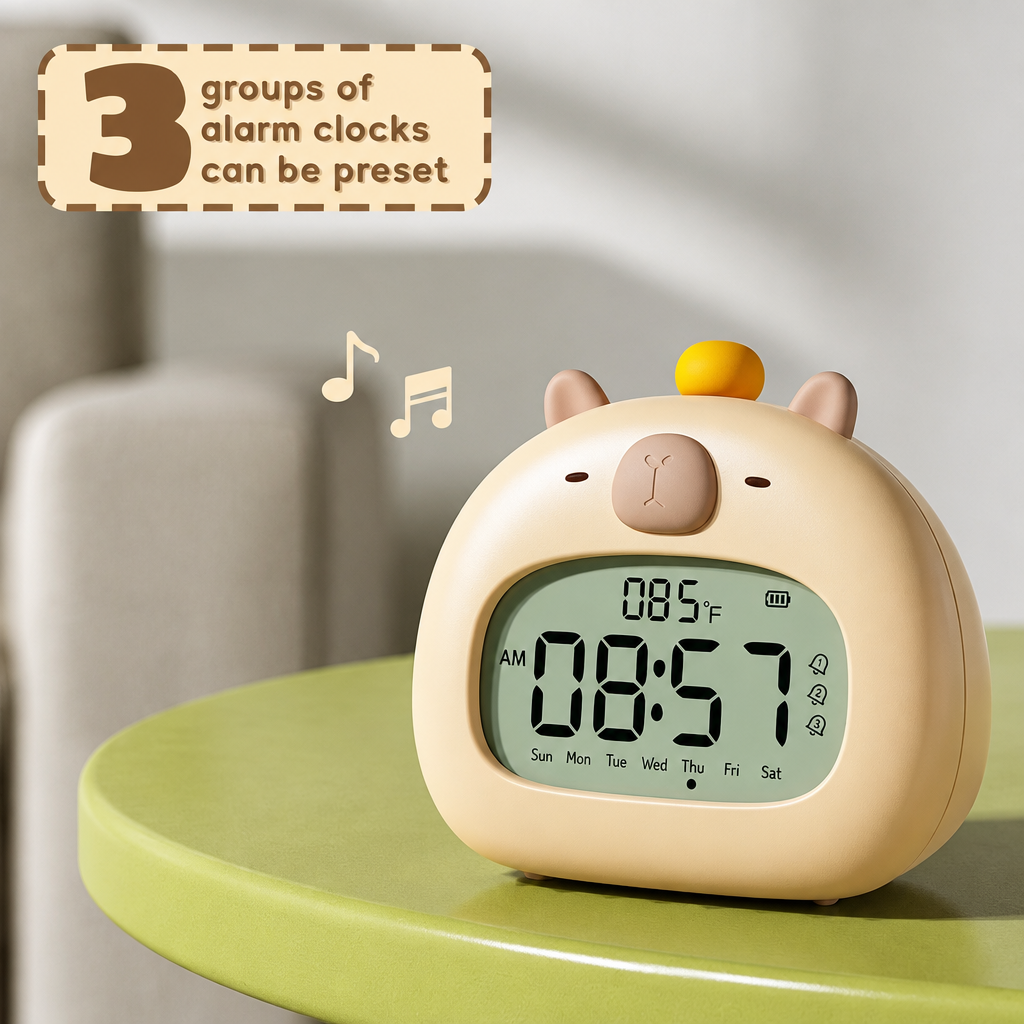 CappyClock – Cute & Multifunctional – Digital Kids' Alarm Clock with Night Light