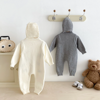 Thumbnail for PlayfulKnit – Soft & Cute – Knitted Baby Jumpsuit with Dog Print