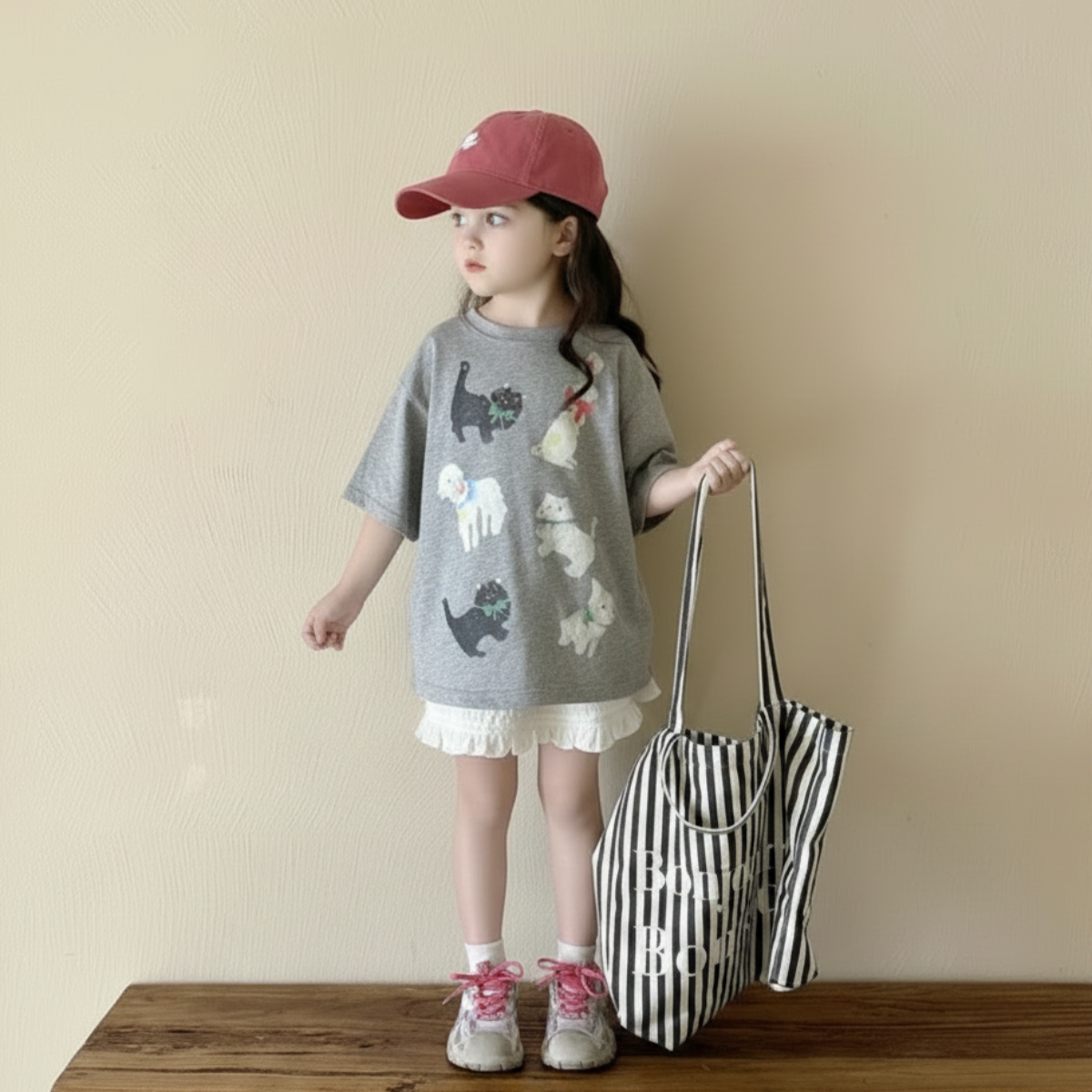 CatFun – Casual & Playful – Cat Print Oversized T-shirt