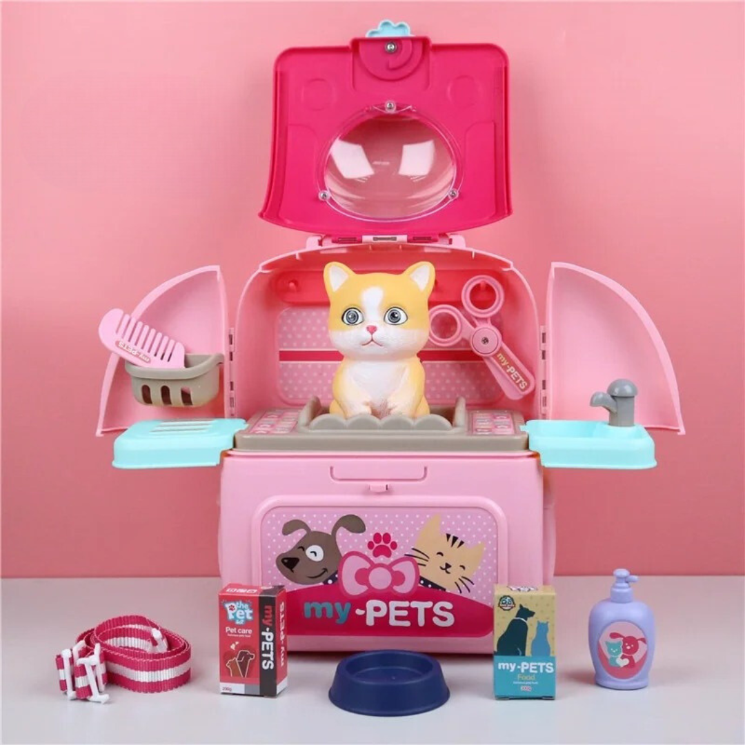 Pet Grooming Playset™ - Backpack full of Fun - Animal Care Set for Kids