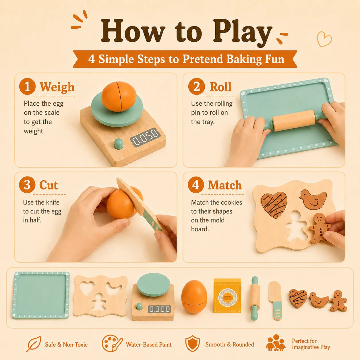 BakeBuddy – Creative & Educational – Wooden Baking Set Toy