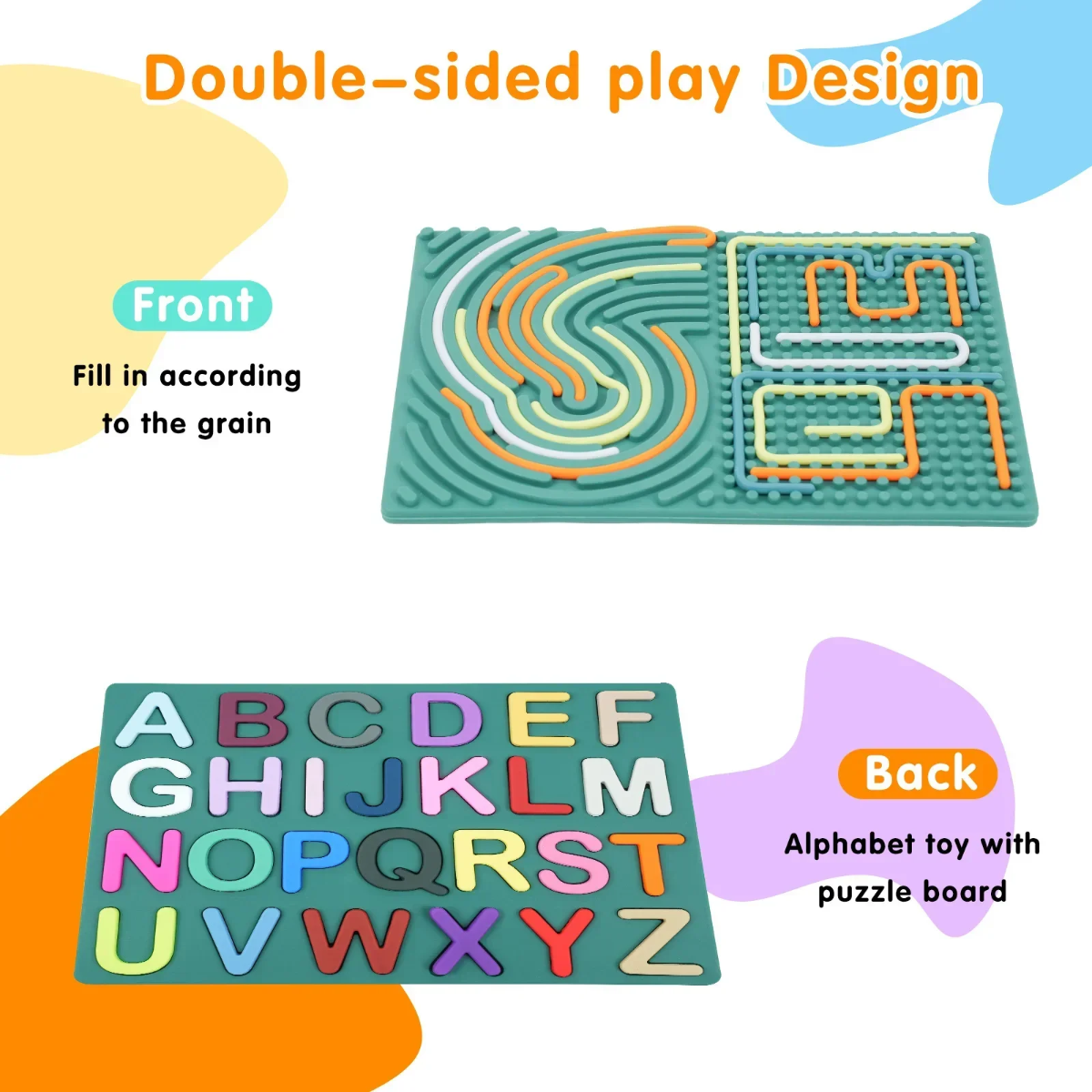 BrainyKids – Educational & Sensory – Silicone Activity Board with Letters