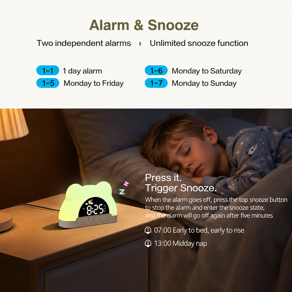 TinySunrise – Gentle & Functional – Digital Alarm Clock with Sunrise Light