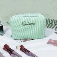 Thumbnail for Striped Name Pouch – Personalized & Stylish – Makeup Bag