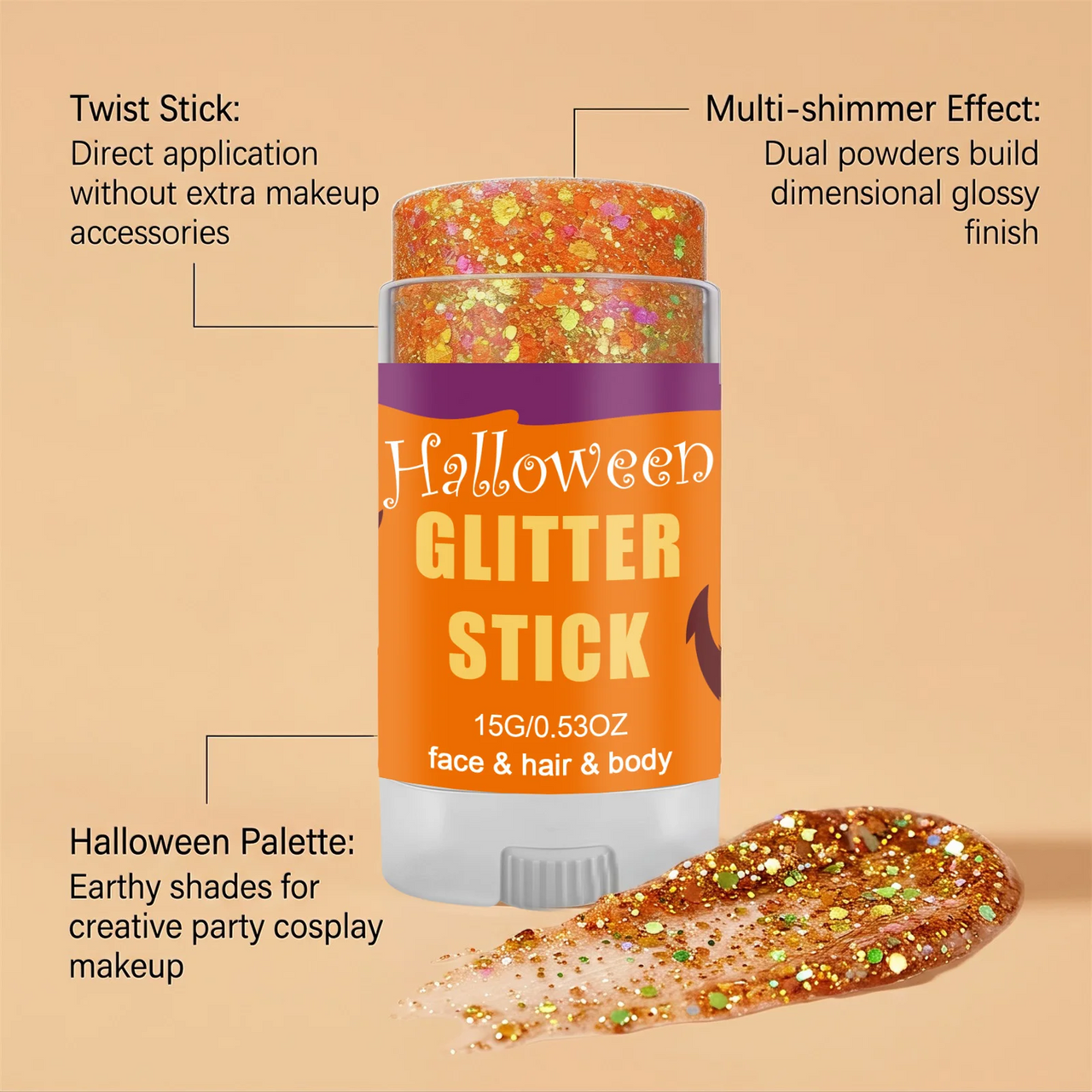 GlitterPop – Sparkling & Festive – Halloween Glitter Stick for Face, Hair, and Body