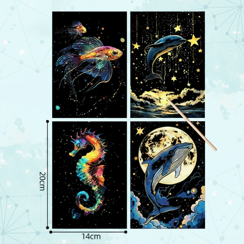 GlowArt – Glow-in-the-dark – Scratch Cards Set