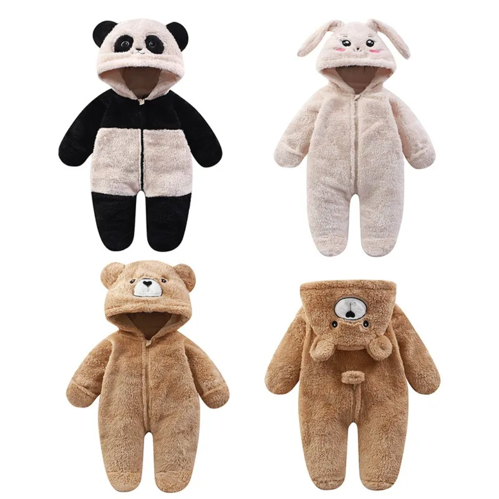CozyBear – Soft & Warm – Baby Onesie with Animal Hood