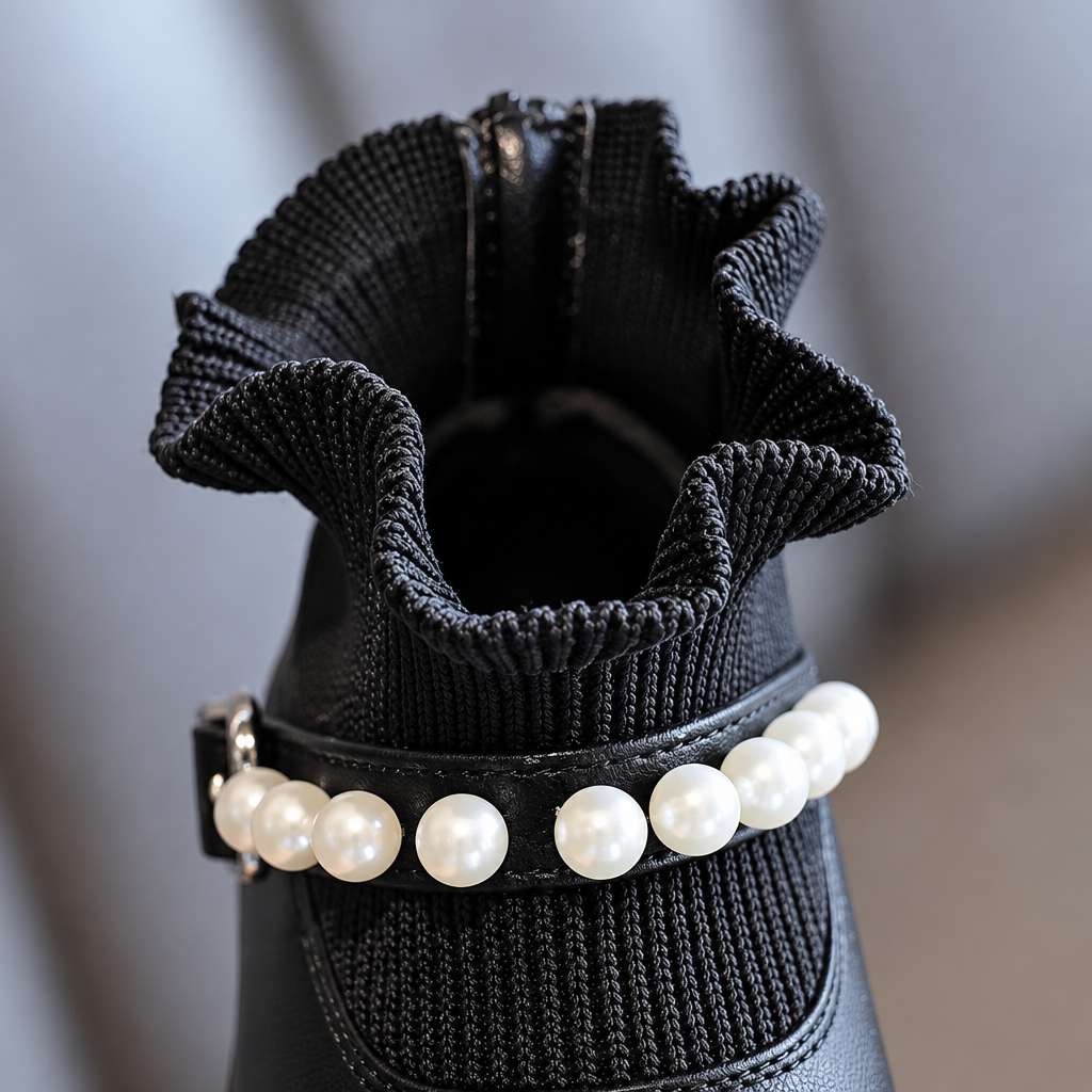 PearlCharm – Elegant & Cute – Children's Ankle Boots with Pearl Details
