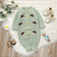 Thumbnail for CozyHedge – Soft & Warm – Knitted Baby Jumpsuit with Hedgehog Print