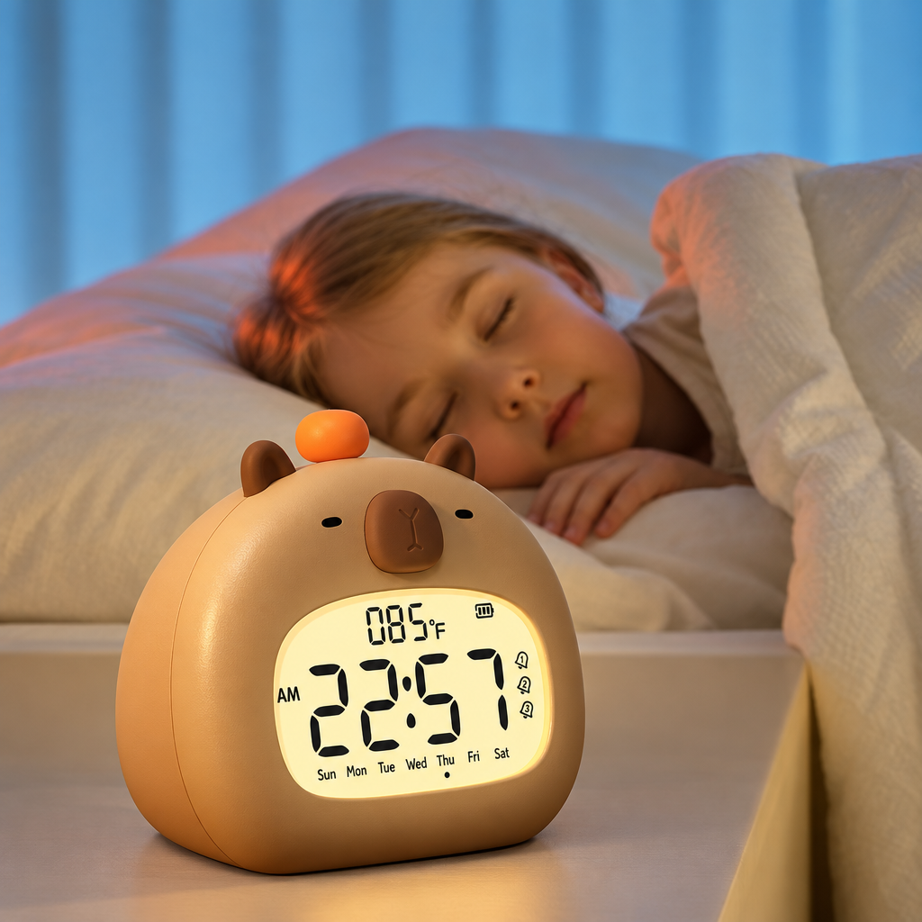 CappyClock – Cute & Multifunctional – Digital Kids' Alarm Clock with Night Light