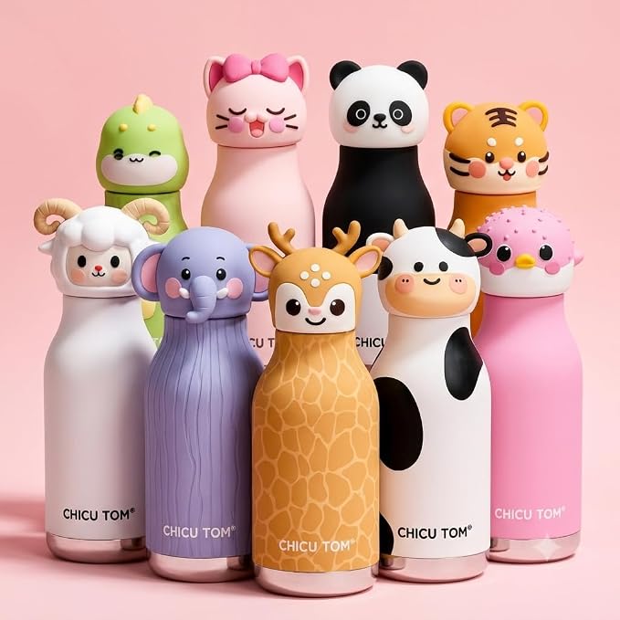 AnimalSip – Cute & Practical – Children's Stainless Steel Thermos Bottle with Animal Print