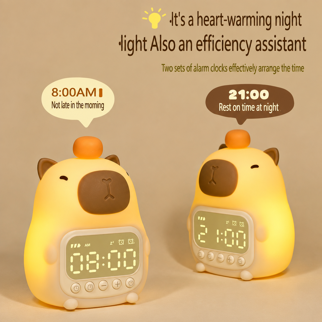 CappyClock – Cute & Multifunctional – Digital Kids' Alarm Clock with Night Light