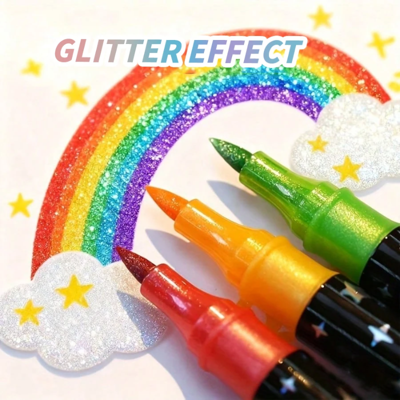 ArtShine – Colorful & Sparkling – Double-Sided Glitter & Glow-in-the-Dark Marker Set