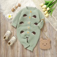 Thumbnail for CozyHedge – Soft & Warm – Knitted Baby Jumpsuit with Hedgehog Print