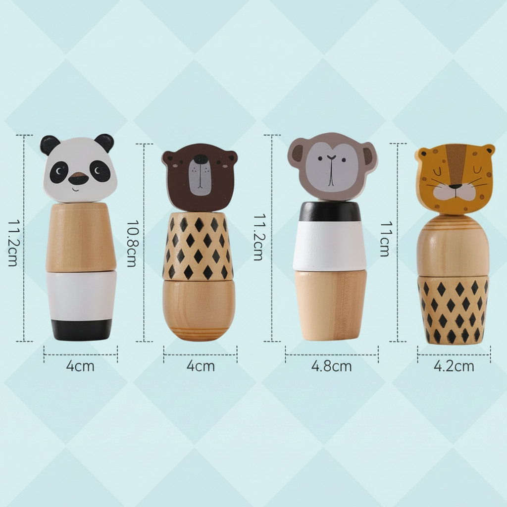 WoodyFriends – Motor Skills & Fun – Wooden Animal Stacking Toys