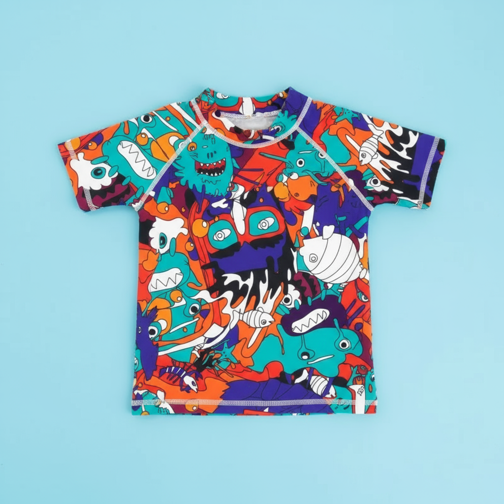 SunnyGuard – Summery & Protective – Anti-UV Children's Swim Shirt with Short Sleeves