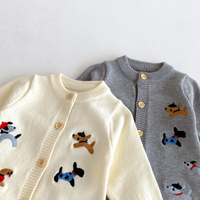 Thumbnail for PlayfulKnit – Soft & Cute – Knitted Baby Jumpsuit with Dog Print