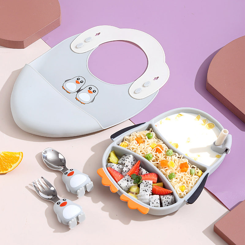 MiniMeal – Safe & Non-Slip – Silicone Toddler Plate Set with Cutlery