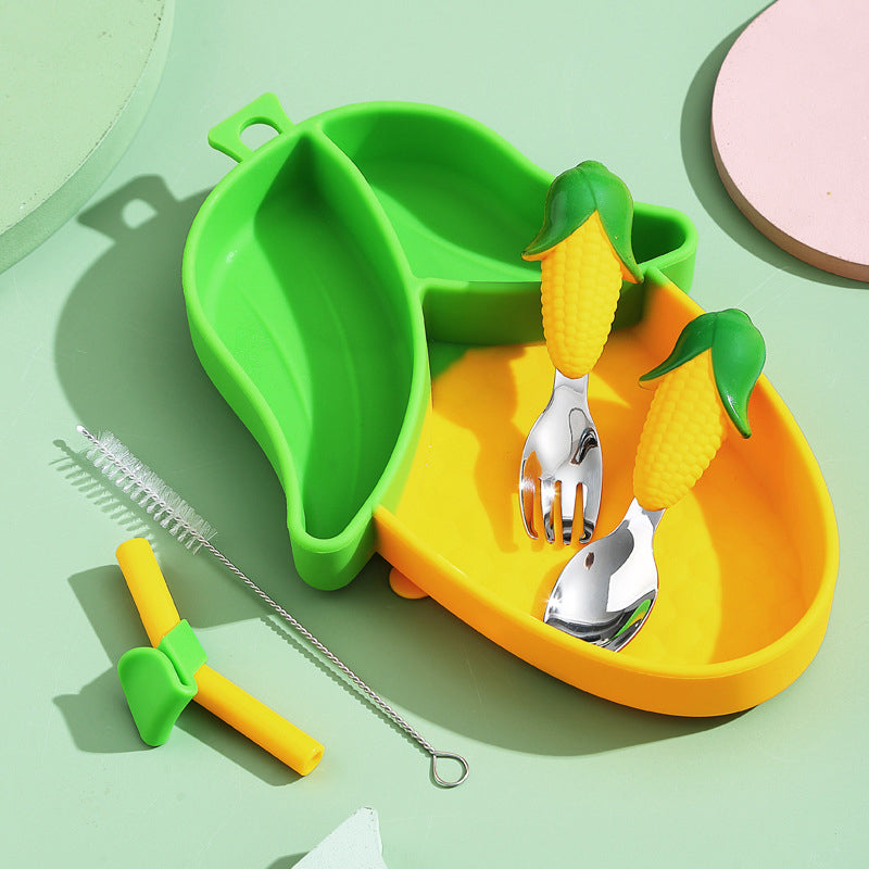 MiniMeal – Safe & Non-Slip – Silicone Toddler Plate Set with Cutlery