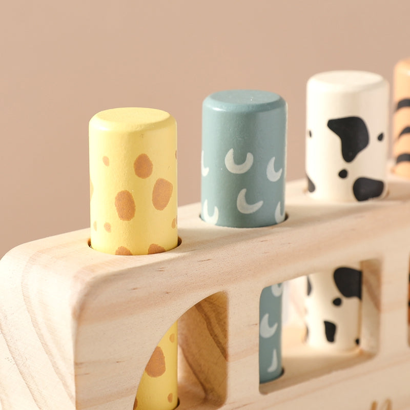 PressBus – Montessori & Educational – Wooden Press Play Bus