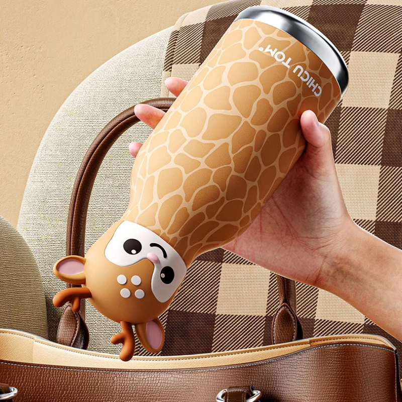 AnimalSip – Cute & Practical – Children's Stainless Steel Thermos Bottle with Animal Print