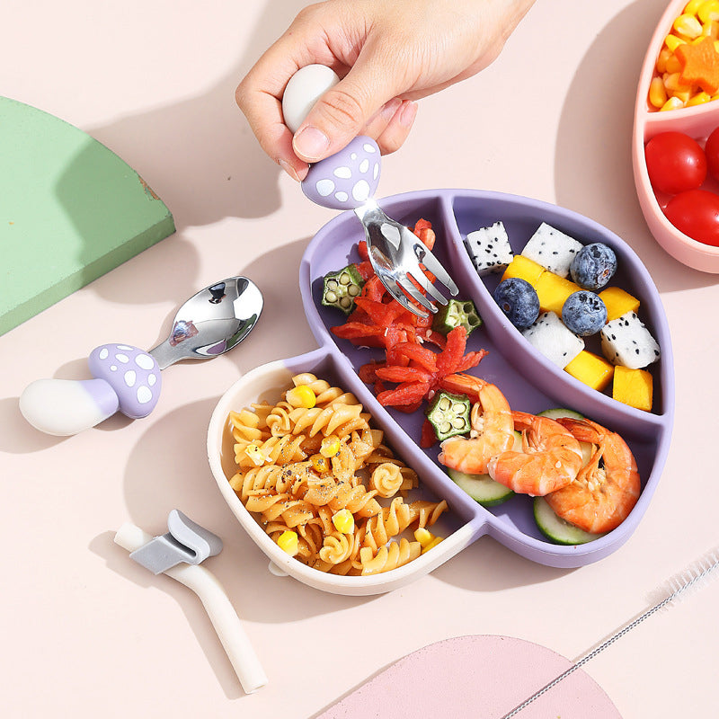 MiniMeal – Safe & Non-Slip – Silicone Toddler Plate Set with Cutlery