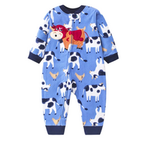 Thumbnail for WarmBuddy – Cute & Soft – Fleece Baby Jumpsuit with Cartoon Print