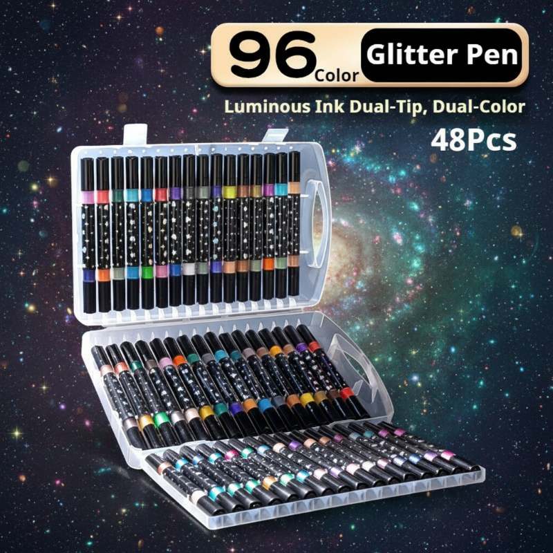 ArtShine – Colorful & Sparkling – Double-Sided Glitter & Glow-in-the-Dark Marker Set
