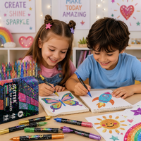 Thumbnail for ArtShine – Colorful & Sparkling – Double-Sided Glitter & Glow-in-the-Dark Marker Set