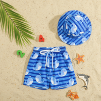 Thumbnail for Beach Set – Colorful & stylish – Printed swim trunks & hat