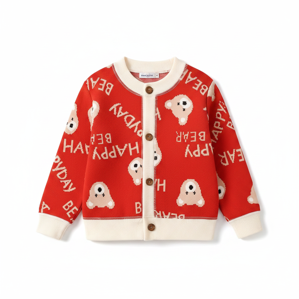 CozyCardi – Soft & Warm – Knitted Cardigan with Cute Prints