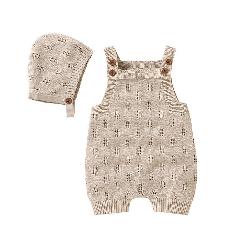 MiniCozy – Soft & Comfortable – Knitted Baby Overalls with a Little Hat