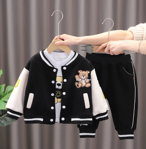 Mini Fashion™ - Toddler & Adventure - 3-Piece Clothing Set Red Baseball Bear