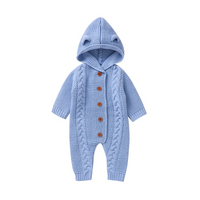 Thumbnail for SoftKnit – Warm & Cute – Knitted Baby Jumpsuit with Hood