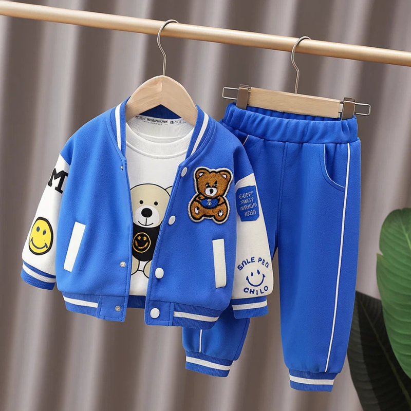 Mini Fashion™ - Toddler & Adventure - 3-Piece Clothing Set Red Baseball Bear