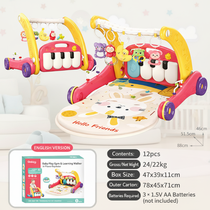 Step & Play – Interactive & Safe – 3-in-1 Walker & Baby Gym