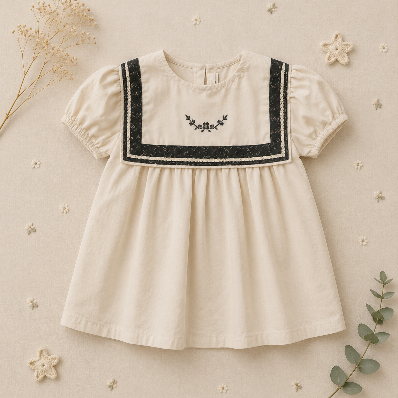Sailor Top – Elegant & comfortable – Shirt with lace details and puff sleeves