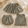 Matching Set – Comfortable & Daisy Print – Bloomers, Skirt & Blouse