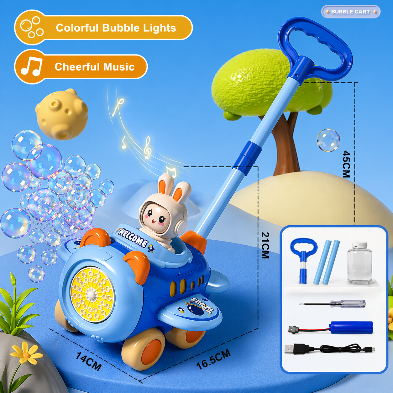 Bubble Blower – Fun & Playful – Bubble Blower Push Cart