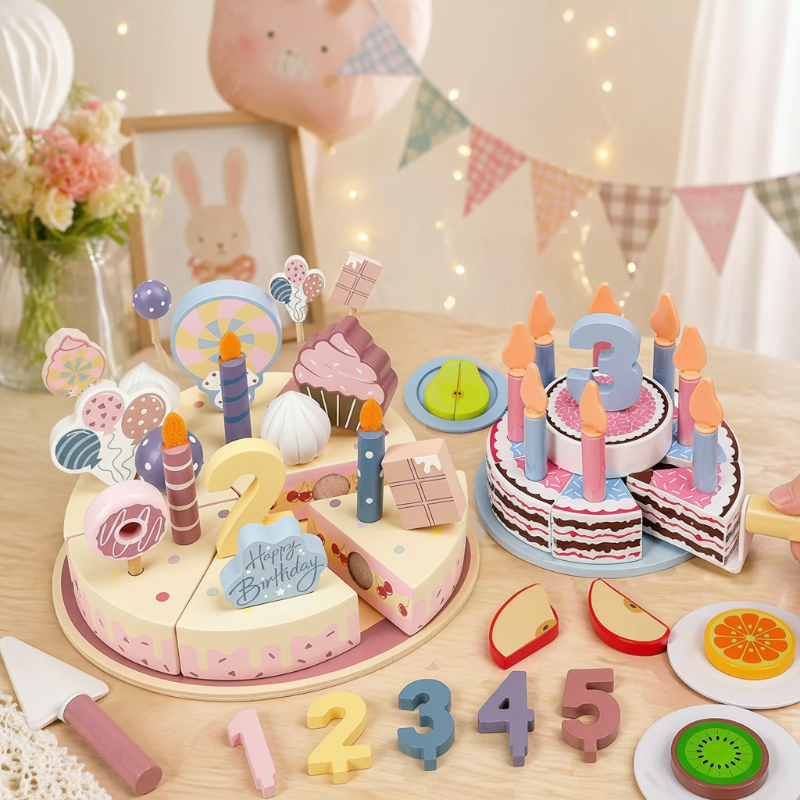 Wooden Cake Cutting Toy – Creative & Role-Playing – Wooden Birthday Cake